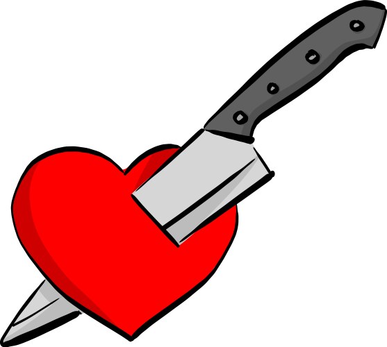 Knife stab red heart shape sketch Vector Image