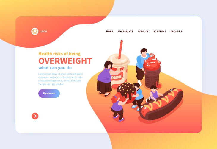 Overweight risks landing page vector image