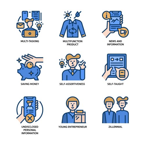 Generation z icons set vector image