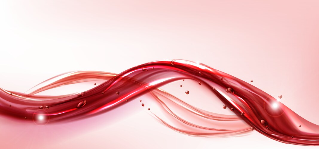 Red flowing liquid splash realistic juice or wine vector image