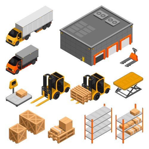 Isometric warehouse icon Royalty Free Vector Image