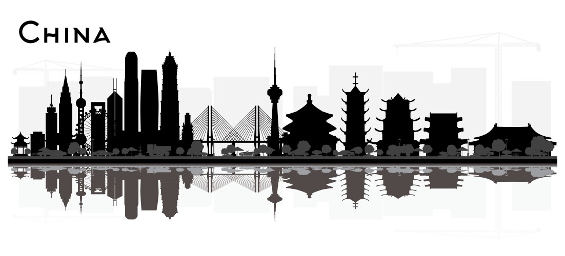 China City Skyline Silhouette Vector Image