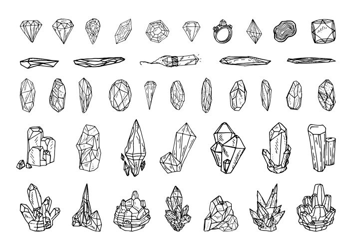 Gemstone Sketches - Ink Art Vector Image