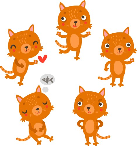 Cute cat set Royalty Free Vector Image - VectorStock