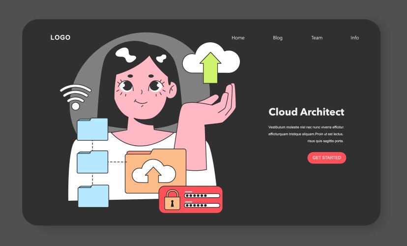 A cloud architect elevates data vector image