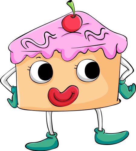 Cute food cupcake and slice cake cherry sweet Vector Image