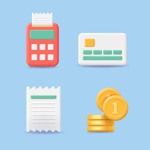 Payment icons pos terminal and bank credit card vector image