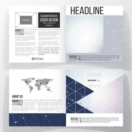 set of square design brochure template polygonal vector