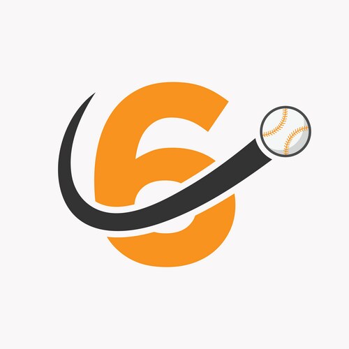 letter 6 baseball logo concept with moving