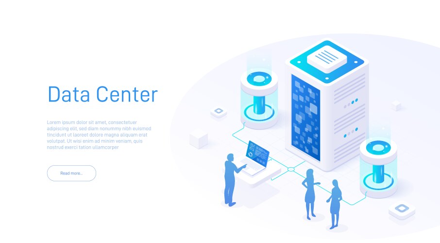 Isometric of a data center featuring vector image