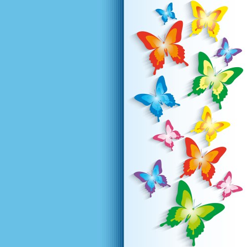 background with 3d colorful butterfly vector image vector image