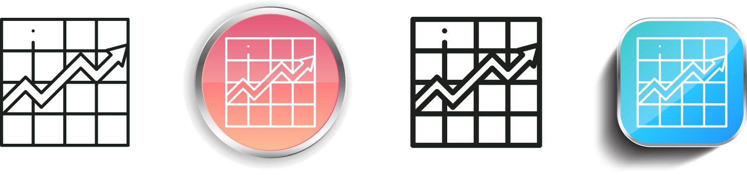 Line chart icon thin linear regular and button vektorbild