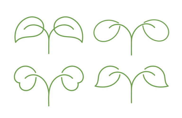 Line leaf icons editable outline Royalty Free Vector Image