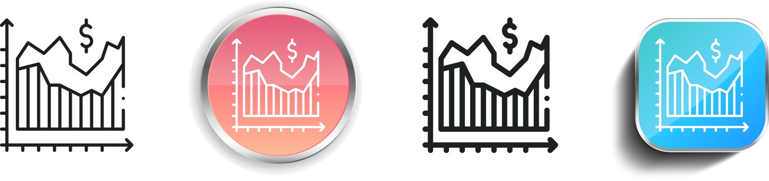 Line chart icon thin linear regular and button vektorbild