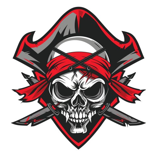 Pirate Skull Logo Sticker Vector Image