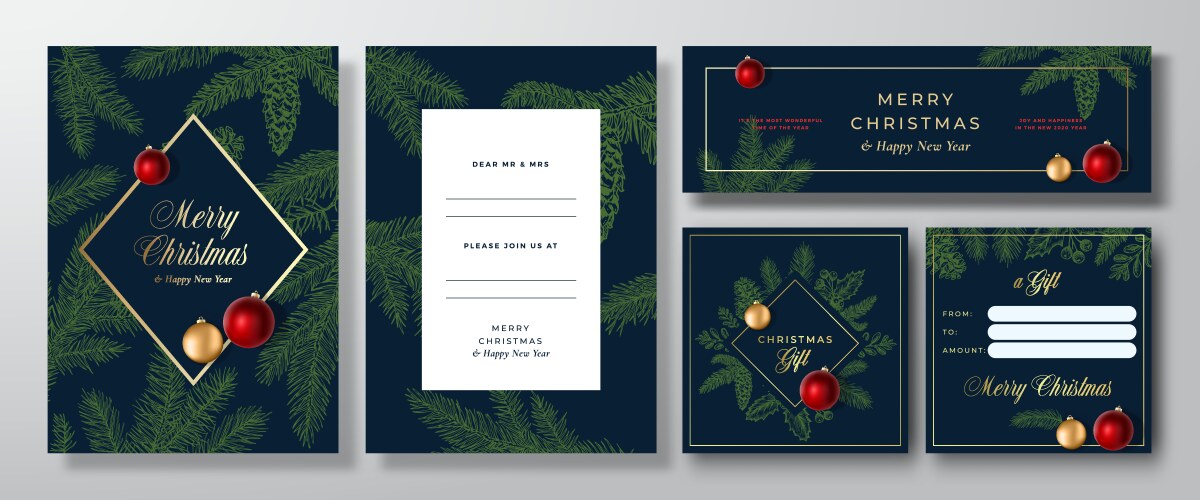 christmas abstract invitation cards vector