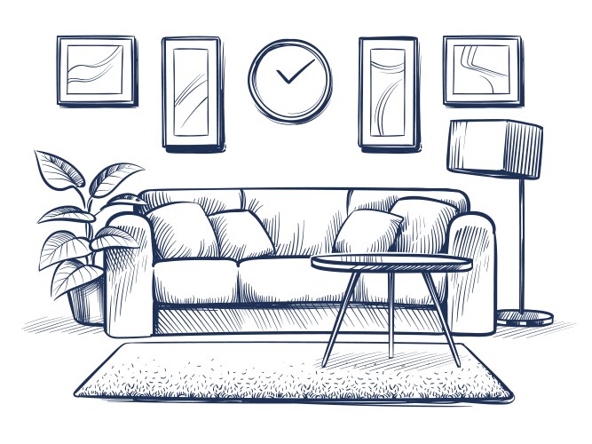 Cozy Living Room Sketch Vector Image