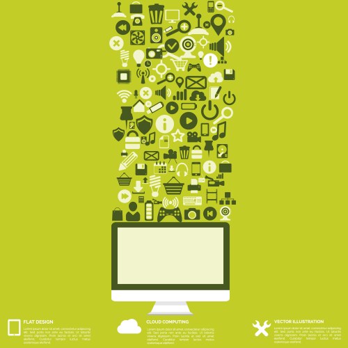 Flat abstract background with web icons interface vector image