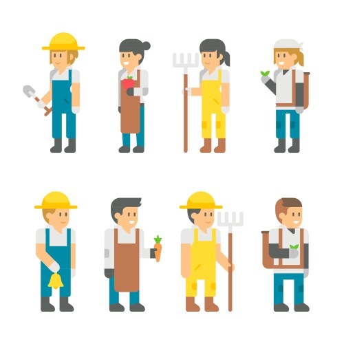 Flat design farmers set Royalty Free Vector Image