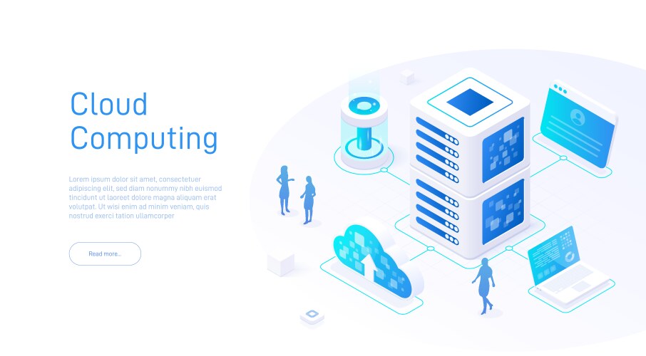 isometric of cloud computing perfect vector image