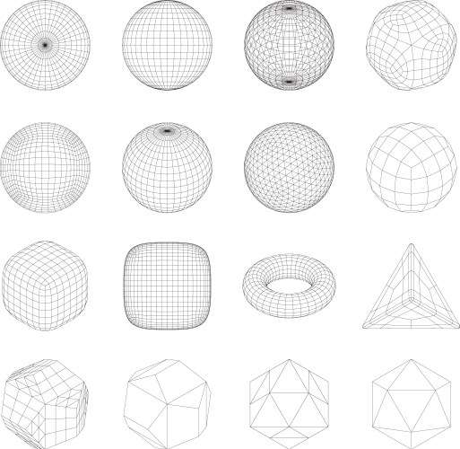 Wireframe Network Mesh Objects vector image