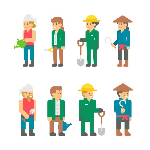 Flat design farmers set Royalty Free Vector Image