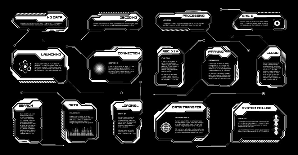 Black futuristic hud ui elements sci-fi user Vector Image