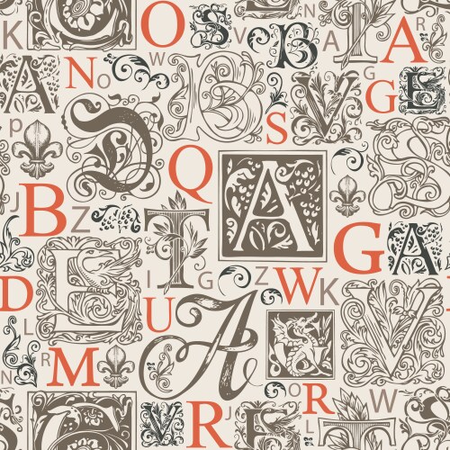 seamless pattern with capital and initial letters vector image