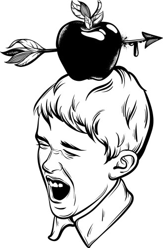 Boy with Apple and Arrow Vector Image