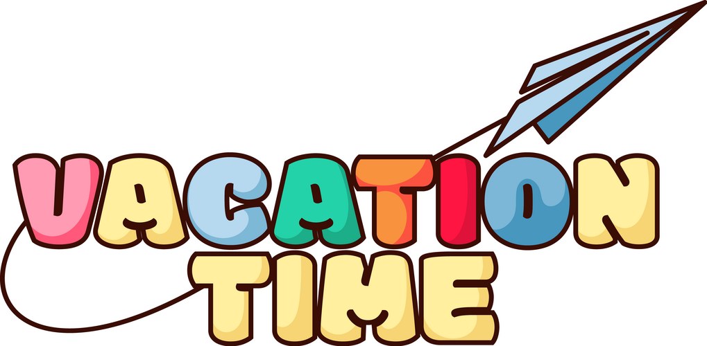 Groovy sticker with paper plane and vacation time Vector Image