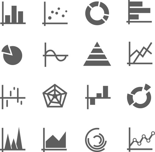 Flat icons basic flowchart diagram Royalty Free Vector Image