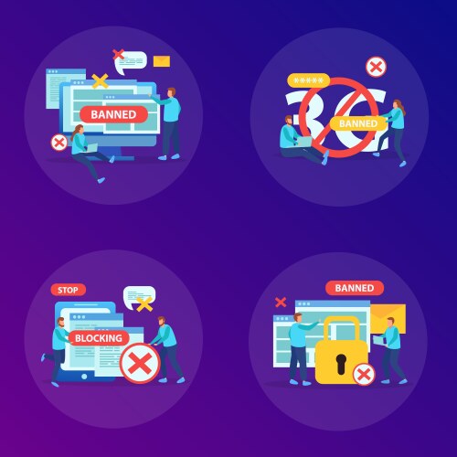 Internet blocking flat concept – Royalty-Free Vector | VectorStock