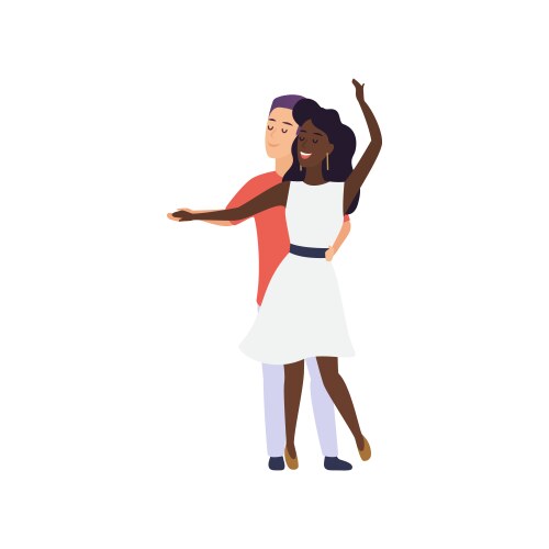 Silhouettes of young couple dancing Royalty Free Vector