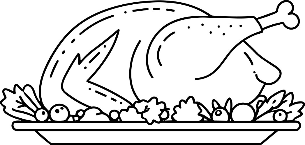Thanksgiving dinner turkey outline festive Vector Image