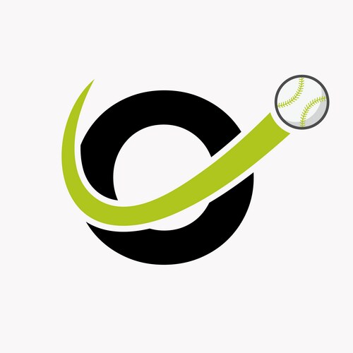 letter o baseball logo concept with moving