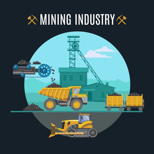 Mining industry flat composition Royalty Free Vector Image
