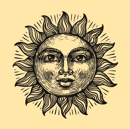 Sun Face Astrology Symbol Vector Image