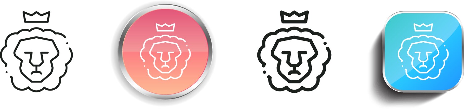 Lion icon thin linear regular and button style vector image