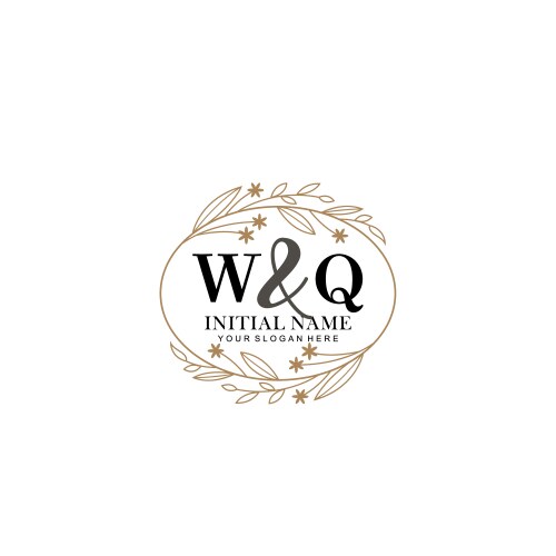 Minimalist floral initial logo wq branding Vector Image