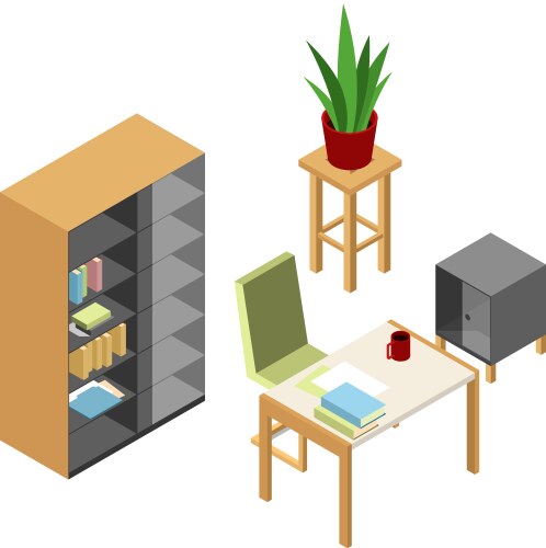 isometric studying research workplace office work vector image