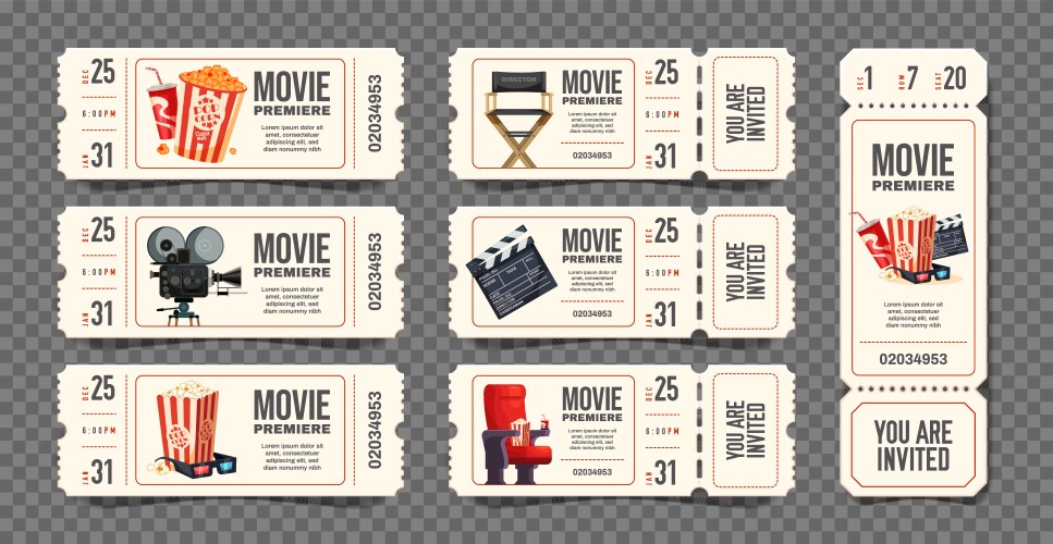 Retro cinema tickets Royalty Free Vector Image