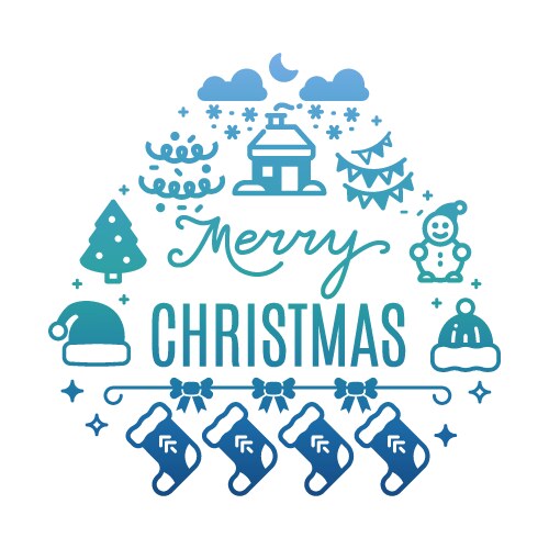 Merry christmas colorful banner with festive icons vector image