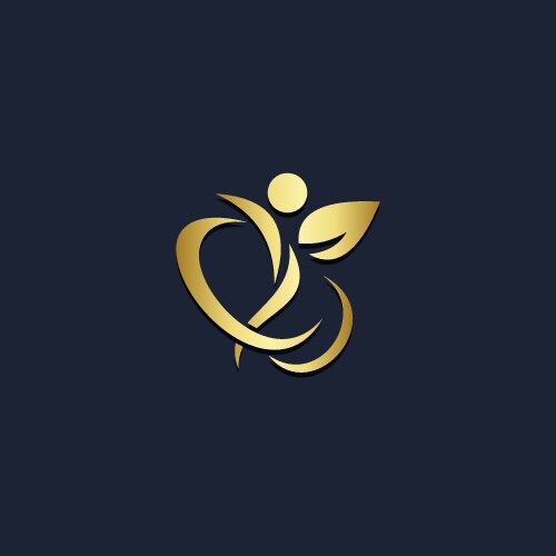 happy people organic leaf gold logo vector