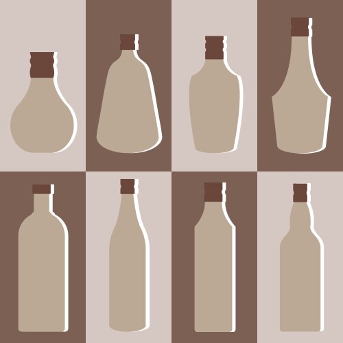 Bottles alcohol distilled beverage Royalty Free Vector Image