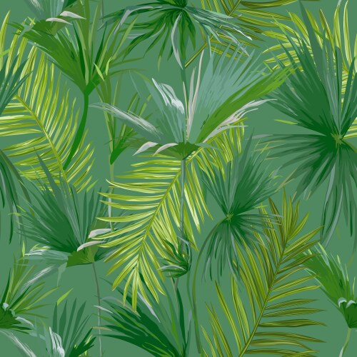 Tropical Palm Leaves Seamless Background Vector Image