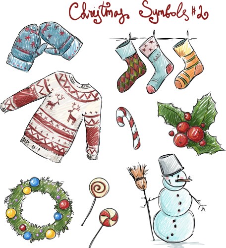Christmas Doodle Collection Vector Image
