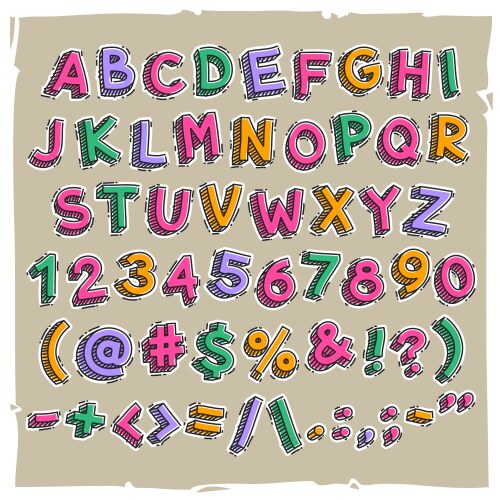Funny colorful cartoon alphabet alphabetical Vector Image