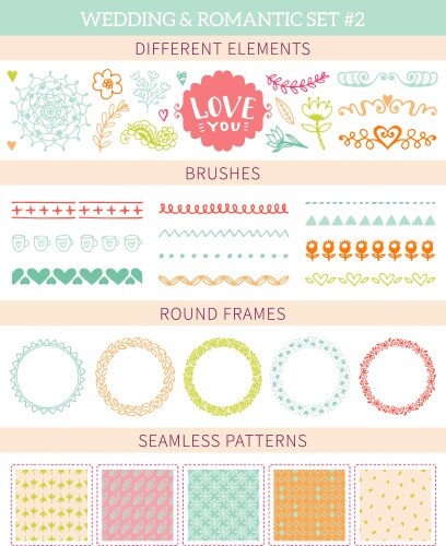 Wedding vintage elements big collection Royalty Free Vector