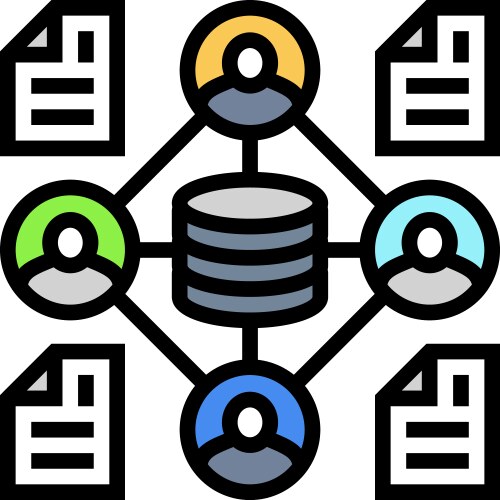 Distributed ledger decentralized application color vector image