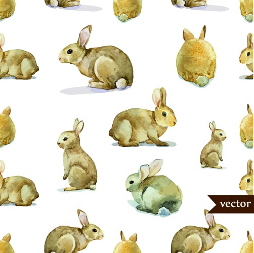 Rabbit hare pattern watercolor vector image